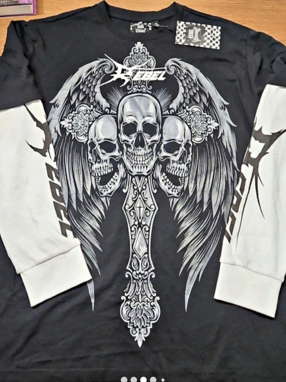 Rebel Vengeance Layered Graphic T-Shirt Y2K Grunge Skulls